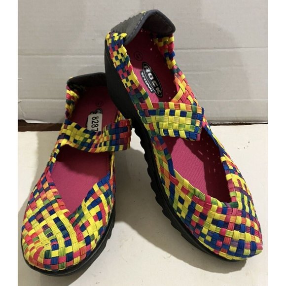 Rock Spring women size 9.5 Multi/neon elastic slip on Wedge Heel shoes - Picture 1 of 8